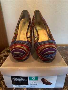 Mossimo Supply Co. Multicolor Striped Platform Pumps — Purple & Red Accents